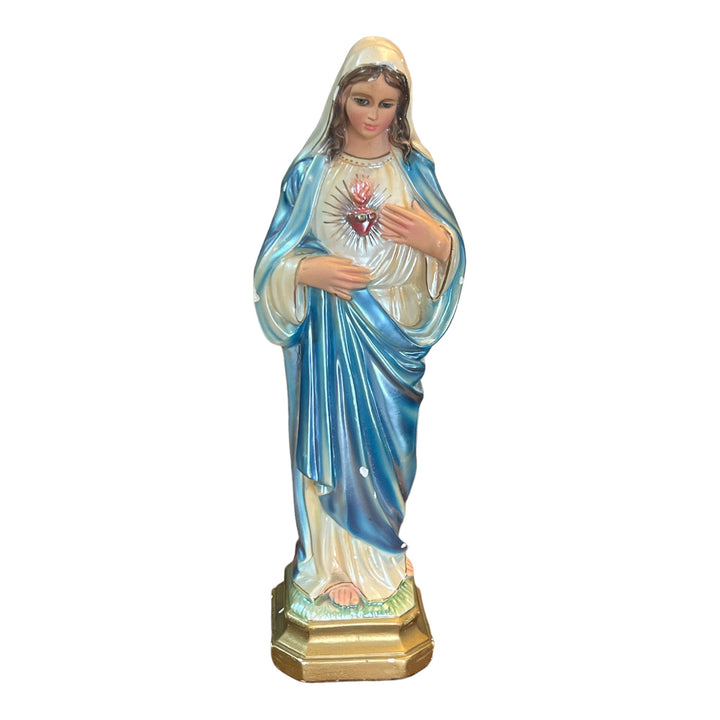 Immaculate Heart of Mary, statue in pearly plaster 15.75 in