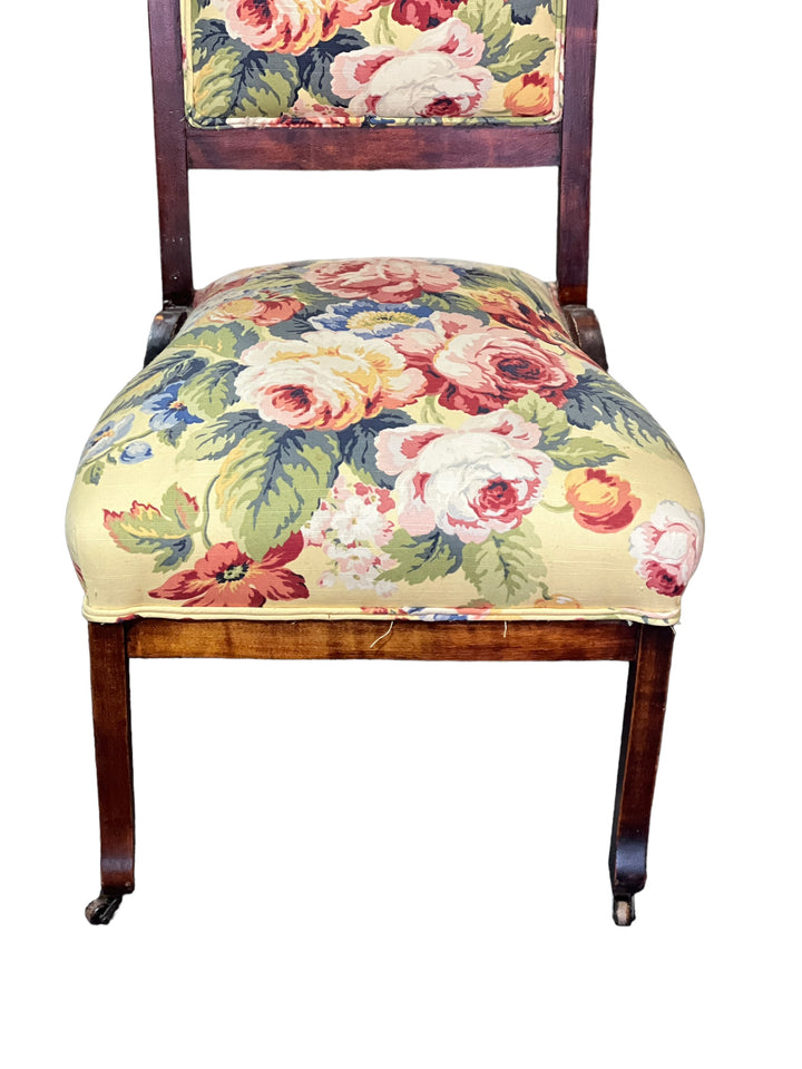 Antique Upholstered Floral Chair  PICKUP ONLY