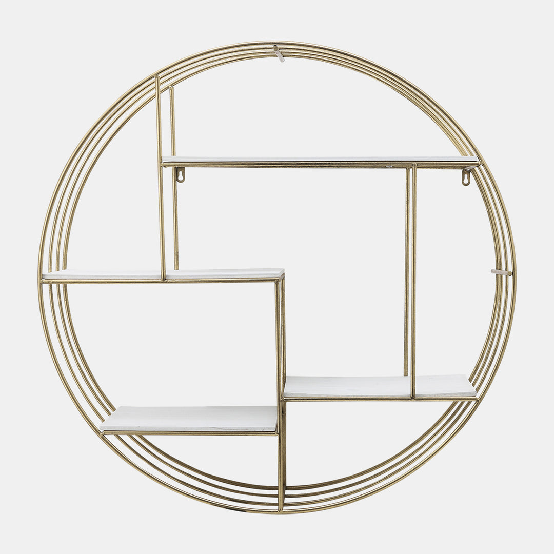 Round 32" Wood/metal Wallshelf, Gold  PICKUP ONLY