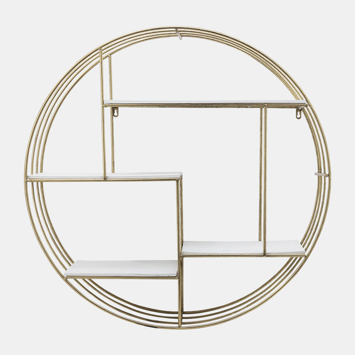 Round 32" Wood/metal Wallshelf, Gold  PICKUP ONLY