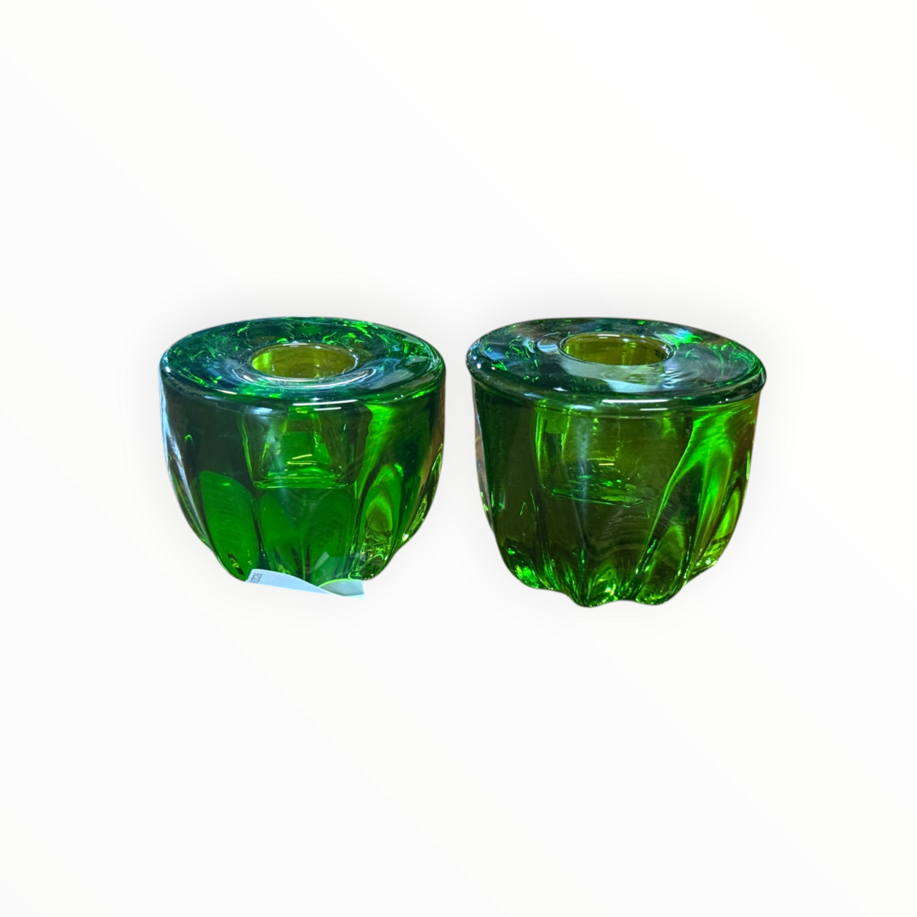 Green Taper Holder Pair
