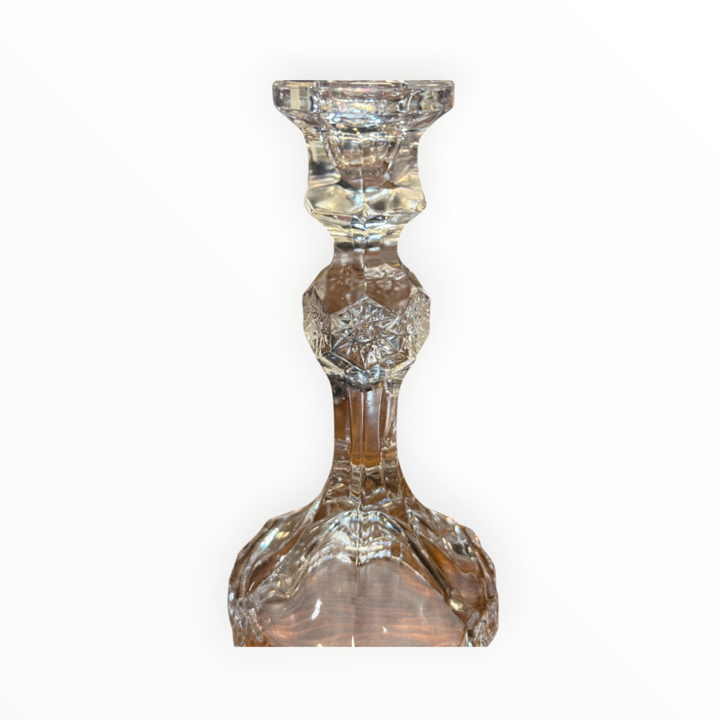 Vintage Pressed Glass Candlestick Pair