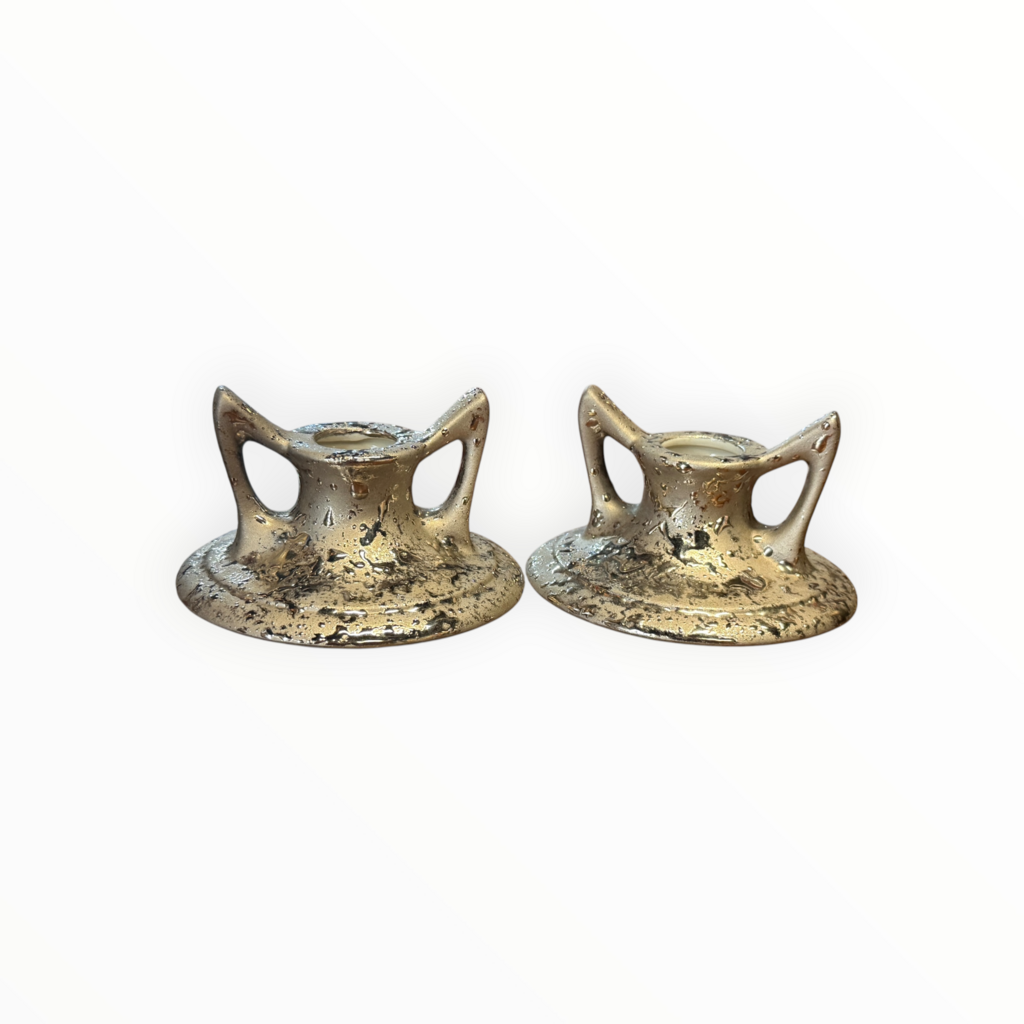 Weeping Silver Candlestick Holder Pair
