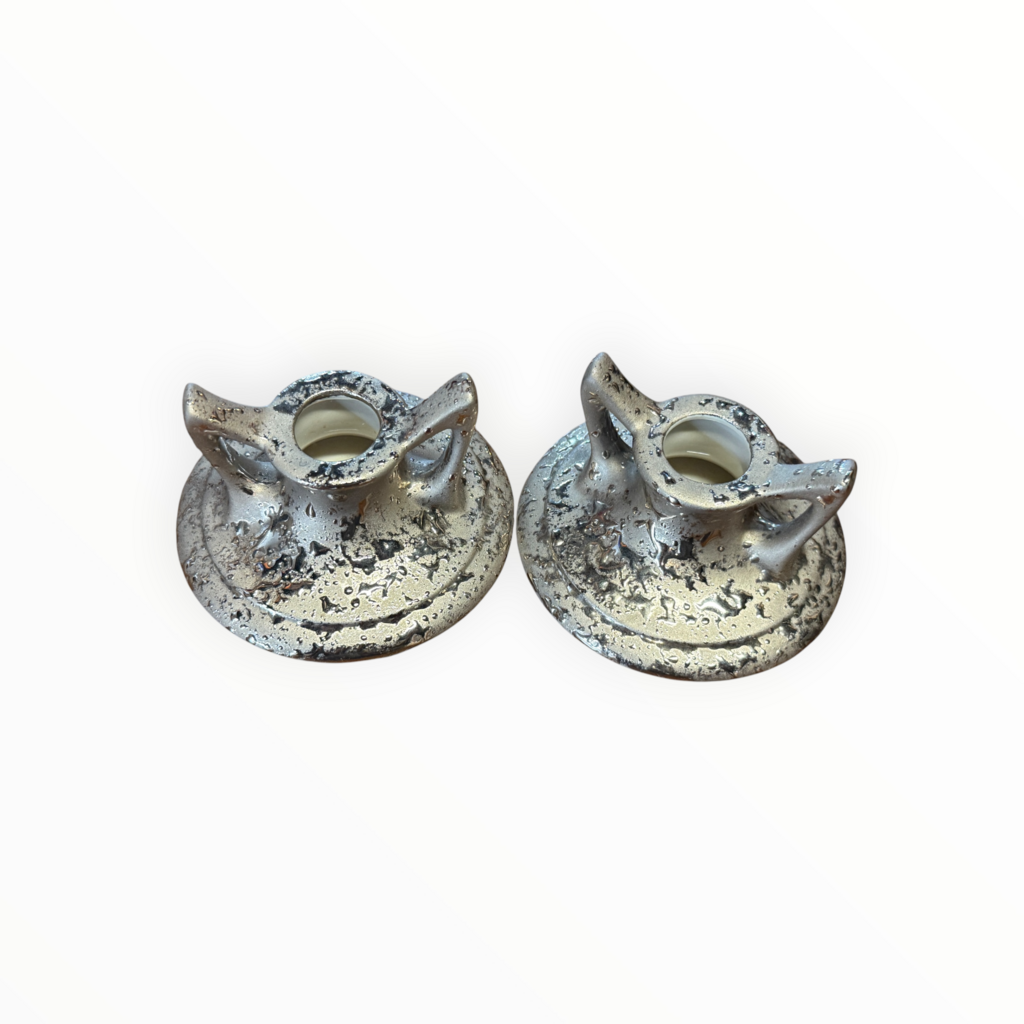 Weeping Silver Candlestick Holder Pair