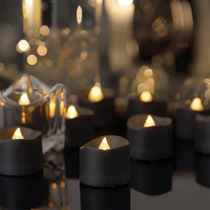 Homemory 24-Pack Black Flameless Battery Tea Light Candles, 200+ Hours