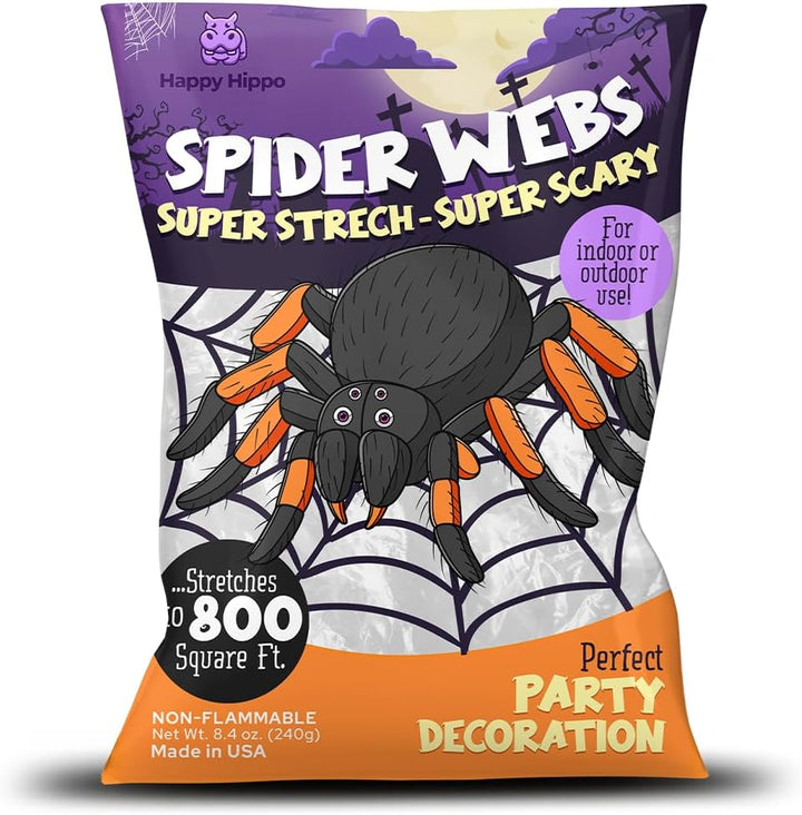 Halloween Spider Web Decoration, 800 Sqare Feet &amp; Plastic Spiders, Halloween Party Supplies, Spider Webs (Large, 800 Sq Feet)