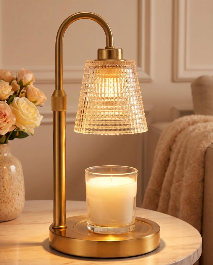 Rustic Candle Warmer Lamp with Timer, Dimmable Candle Warmer for Jar Candles, Height Adjustable Wax Melts Warmer, Birthday Gifts for Women Mom, House Warming Gifts New Home Decor