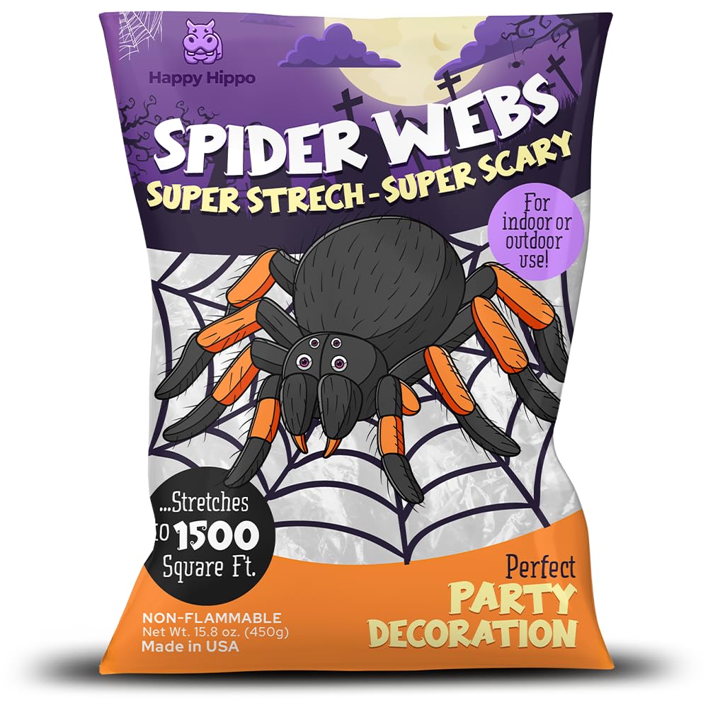 Halloween Spider Web Decoration, 800 Sqare Feet &amp; Plastic Spiders, Halloween Party Supplies, Spider Webs (Large, 800 Sq Feet)