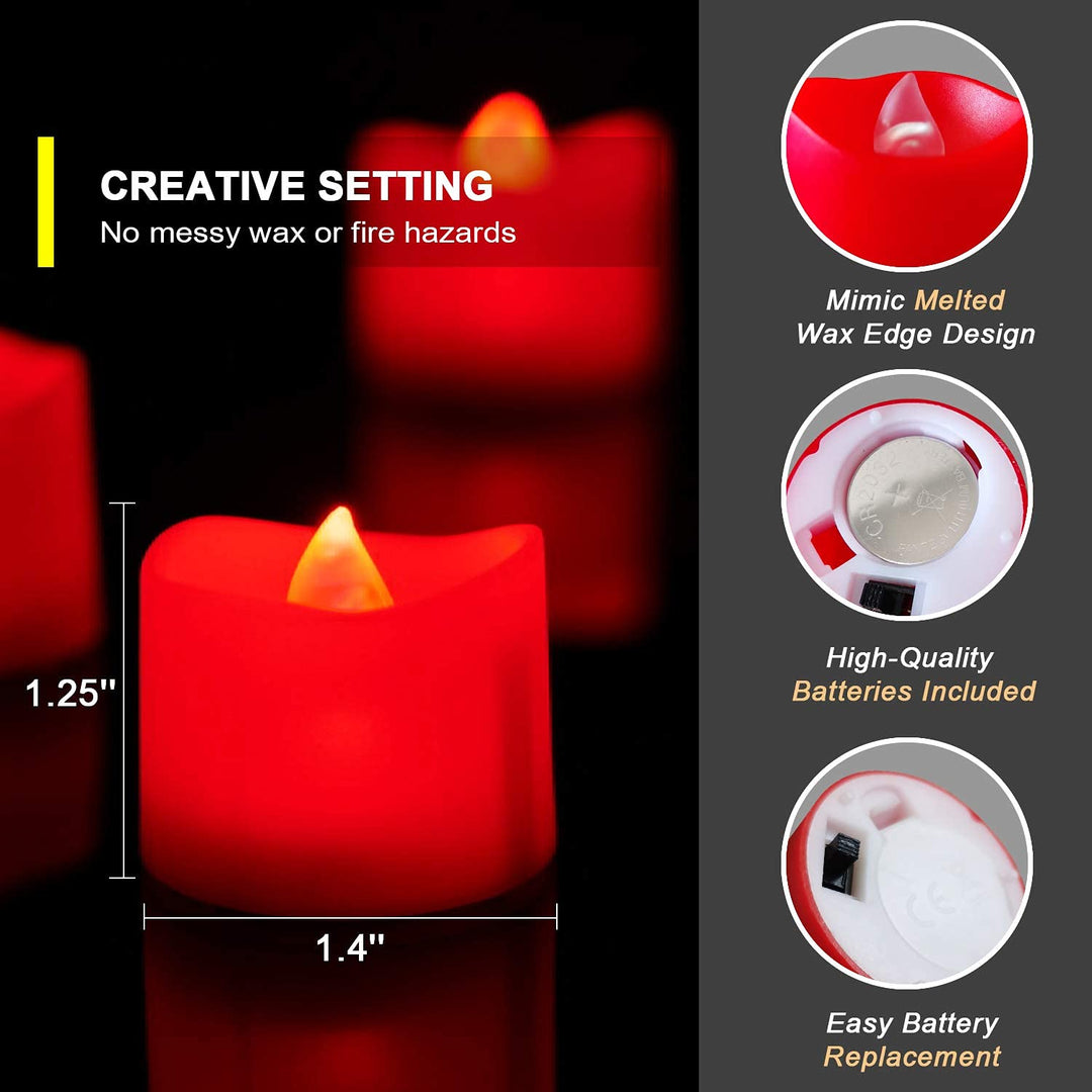 Homemory 24-Pack Black Flameless Battery Tea Light Candles, 200+ Hours