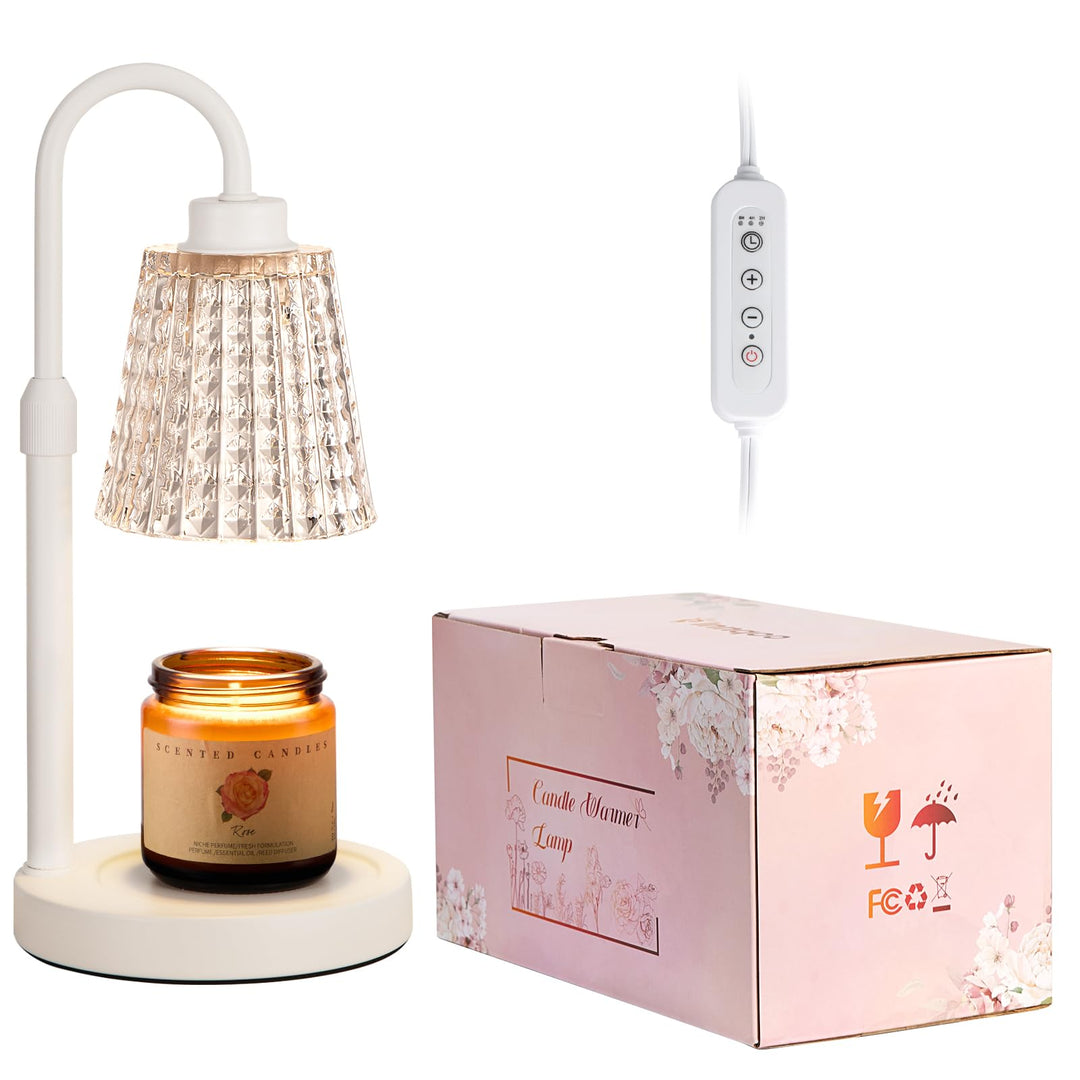 Rustic Candle Warmer Lamp with Timer, Dimmable Candle Warmer for Jar Candles, Height Adjustable Wax Melts Warmer, Birthday Gifts for Women Mom, House Warming Gifts New Home Decor
