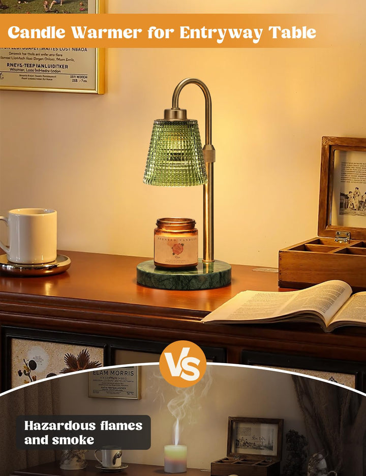 Rustic Candle Warmer Lamp with Timer, Dimmable Candle Warmer for Jar Candles, Height Adjustable Wax Melts Warmer, Birthday Gifts for Women Mom, House Warming Gifts New Home Decor