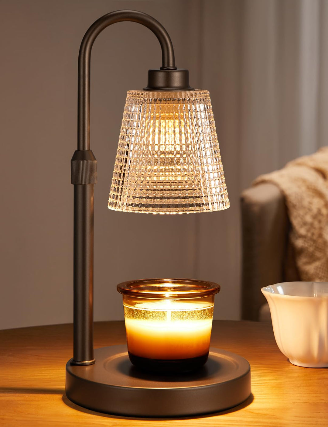 Rustic Candle Warmer Lamp with Timer, Dimmable Candle Warmer for Jar Candles, Height Adjustable Wax Melts Warmer, Birthday Gifts for Women Mom, House Warming Gifts New Home Decor