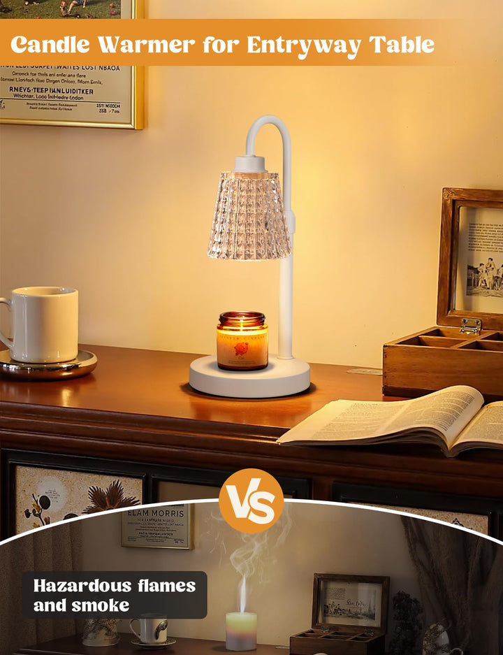 Rustic Candle Warmer Lamp with Timer, Dimmable Candle Warmer for Jar Candles, Height Adjustable Wax Melts Warmer, Birthday Gifts for Women Mom, House Warming Gifts New Home Decor