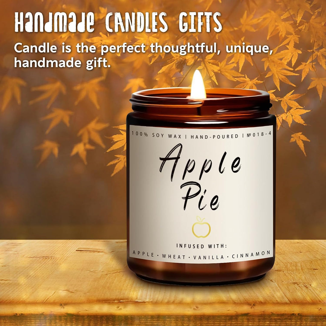 Fall Candles, Apple Pie Scented Candle for Home- Fall Scented Candles Gift Set for Women &amp; Men, Autumn Aromatherapy Candle for Holiday, Thanksgiving, Cozy Home Décor，Long-Lasting Fragrance，7 oz