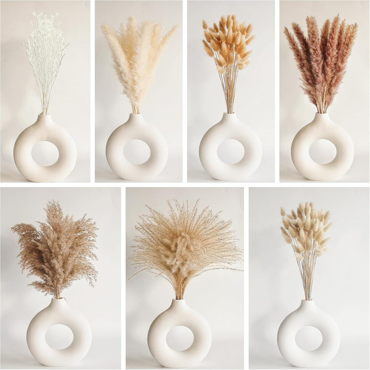 Natural Dried Pampas Grass Decor, 110 PCS Pampas Grass Contains White Bunny Tails Dried Flowers, Artificial Flowers for Bathroom Decor, Bathroom wall, Office Decor and Baby Shower Decorations