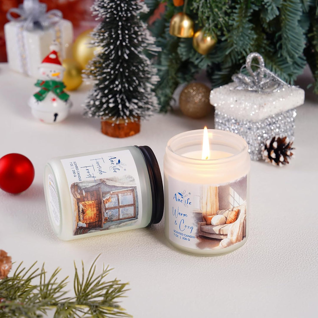 Fall Candles, Apple Pie Scented Candle for Home- Fall Scented Candles Gift Set for Women &amp; Men, Autumn Aromatherapy Candle for Holiday, Thanksgiving, Cozy Home Décor，Long-Lasting Fragrance，7 oz