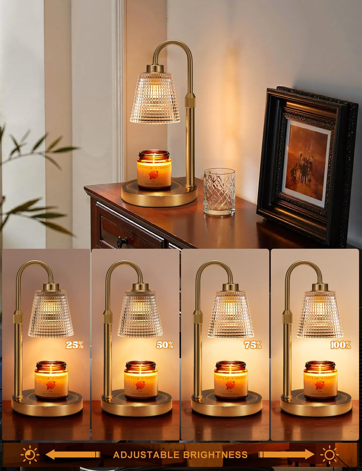 Rustic Candle Warmer Lamp with Timer, Dimmable Candle Warmer for Jar Candles, Height Adjustable Wax Melts Warmer, Birthday Gifts for Women Mom, House Warming Gifts New Home Decor