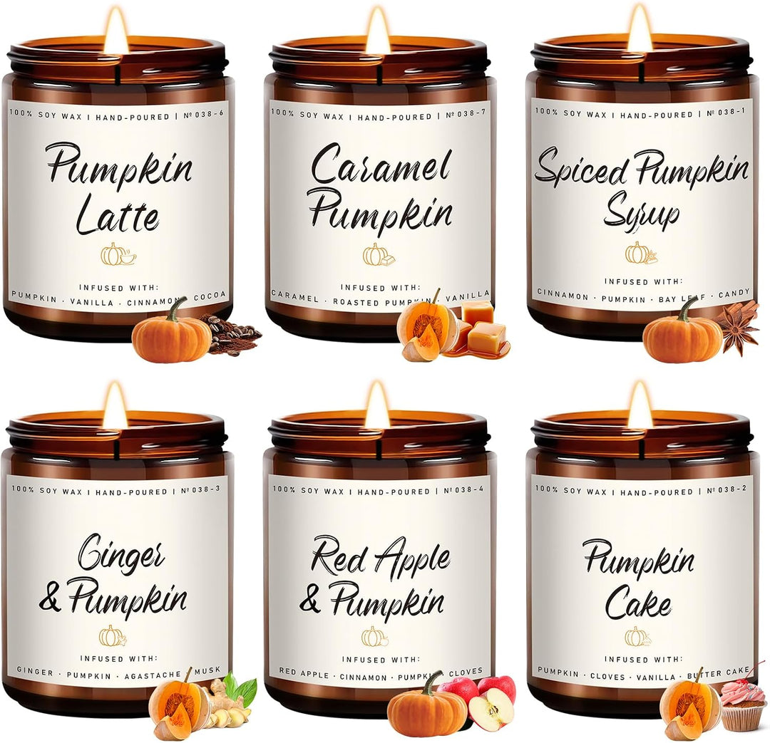 Fall Candles, Apple Pie Scented Candle for Home- Fall Scented Candles Gift Set for Women &amp; Men, Autumn Aromatherapy Candle for Holiday, Thanksgiving, Cozy Home Décor，Long-Lasting Fragrance，7 oz