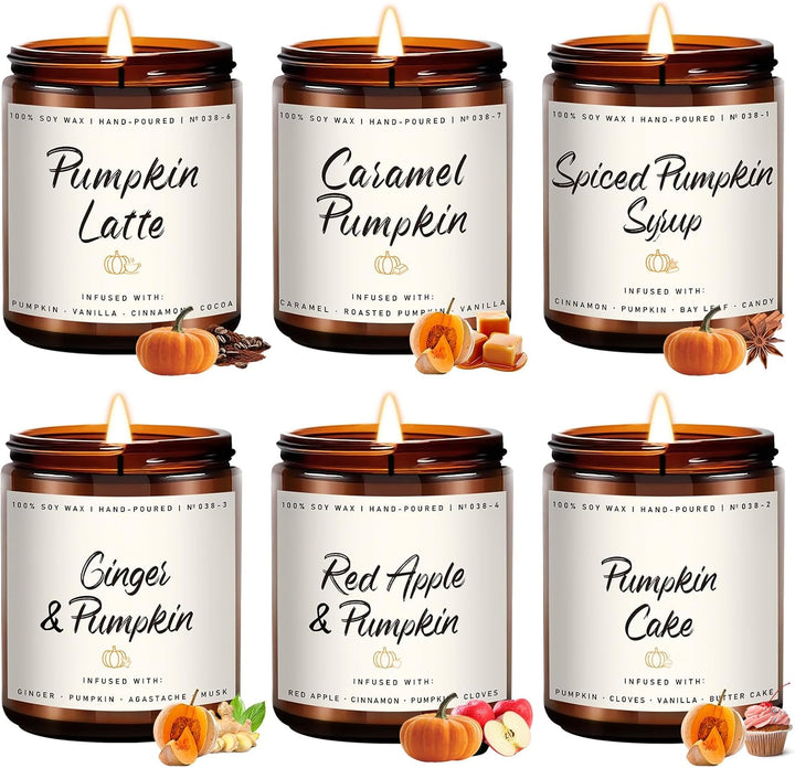 Fall Candles, Apple Pie Scented Candle for Home- Fall Scented Candles Gift Set for Women &amp; Men, Autumn Aromatherapy Candle for Holiday, Thanksgiving, Cozy Home Décor，Long-Lasting Fragrance，7 oz