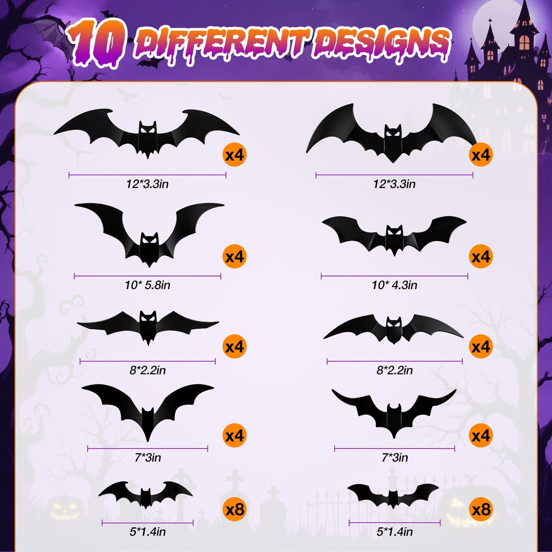 LUDILO 100Pcs Bats Halloween Decorations: Halloween Bats Wall Décor Sticker