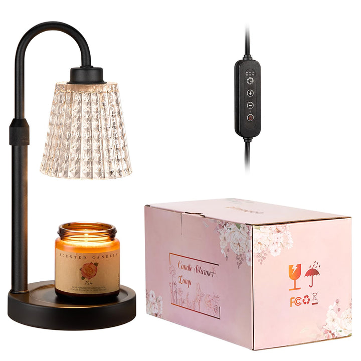 Rustic Candle Warmer Lamp with Timer, Dimmable Candle Warmer for Jar Candles, Height Adjustable Wax Melts Warmer, Birthday Gifts for Women Mom, House Warming Gifts New Home Decor