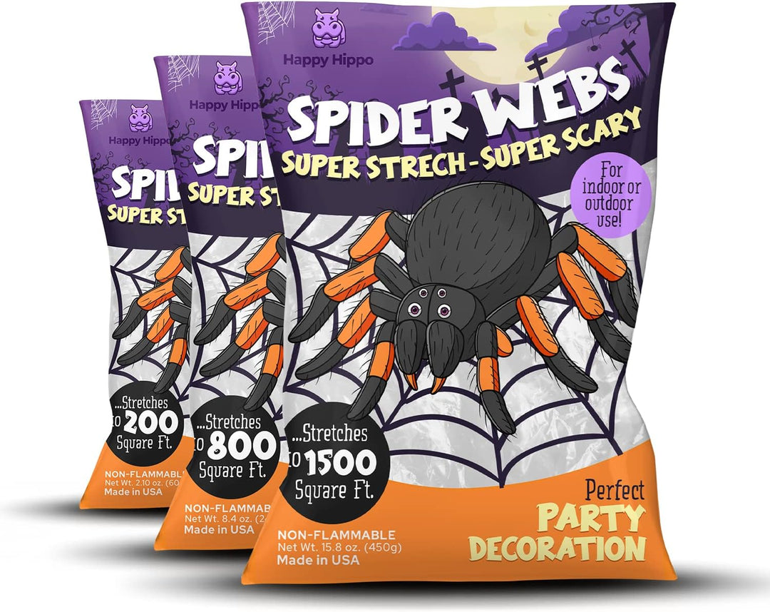 Halloween Spider Web Decoration, 800 Sqare Feet &amp; Plastic Spiders, Halloween Party Supplies, Spider Webs (Large, 800 Sq Feet)