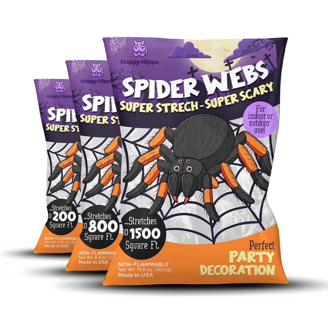 Halloween Spider Web Decoration, 800 Sqare Feet &amp; Plastic Spiders, Halloween Party Supplies, Spider Webs (Large, 800 Sq Feet)