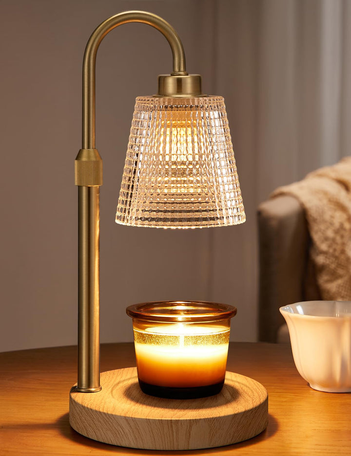 Rustic Candle Warmer Lamp with Timer, Dimmable Candle Warmer for Jar Candles, Height Adjustable Wax Melts Warmer, Birthday Gifts for Women Mom, House Warming Gifts New Home Decor