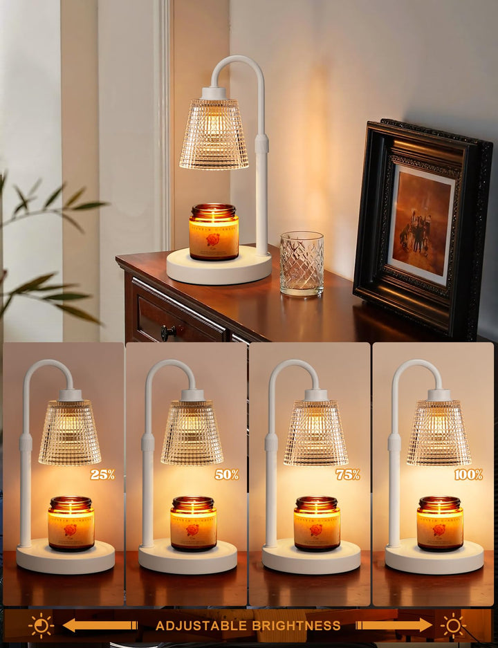 Rustic Candle Warmer Lamp with Timer, Dimmable Candle Warmer for Jar Candles, Height Adjustable Wax Melts Warmer, Birthday Gifts for Women Mom, House Warming Gifts New Home Decor