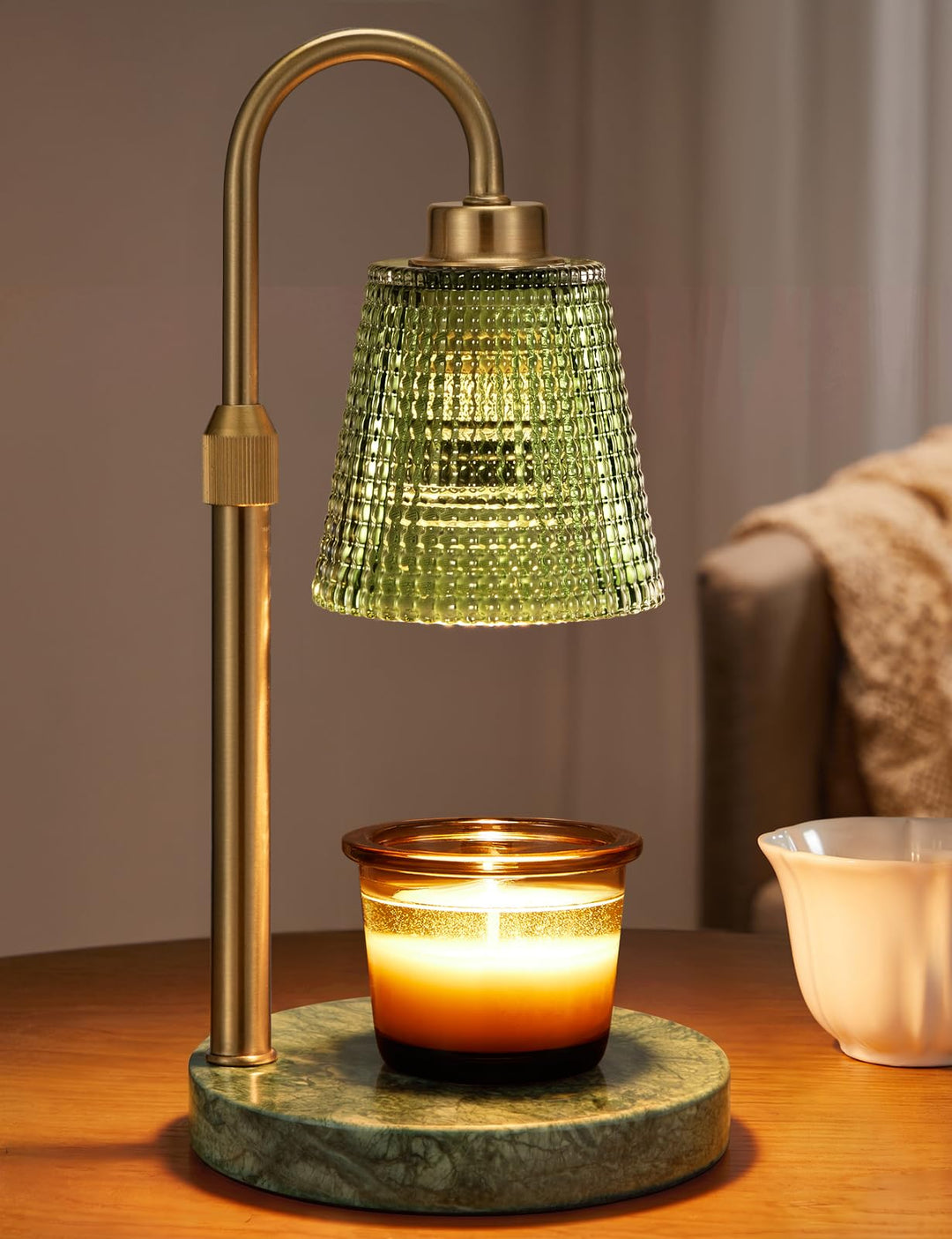 Rustic Candle Warmer Lamp with Timer, Dimmable Candle Warmer for Jar Candles, Height Adjustable Wax Melts Warmer, Birthday Gifts for Women Mom, House Warming Gifts New Home Decor