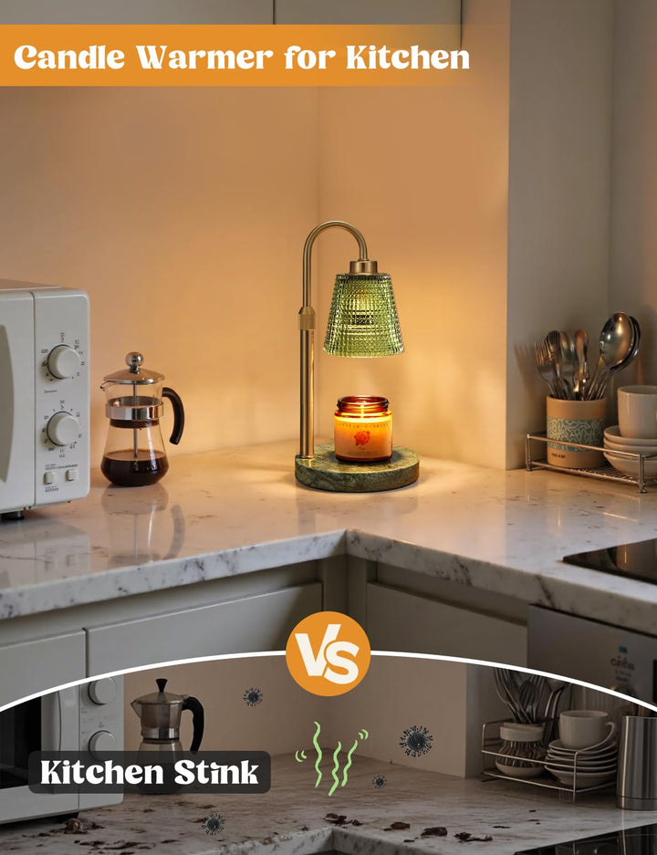 Rustic Candle Warmer Lamp with Timer, Dimmable Candle Warmer for Jar Candles, Height Adjustable Wax Melts Warmer, Birthday Gifts for Women Mom, House Warming Gifts New Home Decor