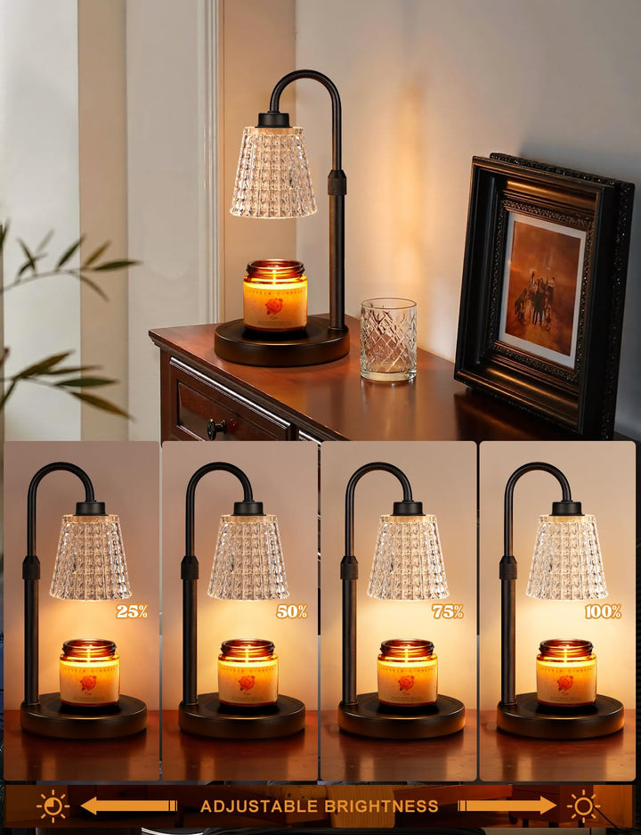 Rustic Candle Warmer Lamp with Timer, Dimmable Candle Warmer for Jar Candles, Height Adjustable Wax Melts Warmer, Birthday Gifts for Women Mom, House Warming Gifts New Home Decor
