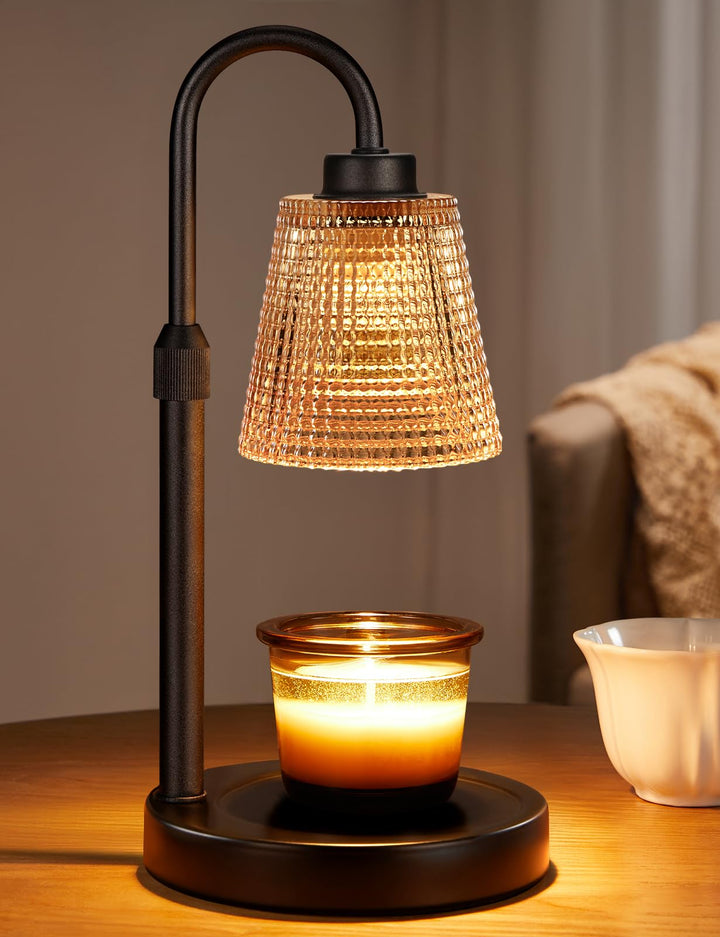 Rustic Candle Warmer Lamp with Timer, Dimmable Candle Warmer for Jar Candles, Height Adjustable Wax Melts Warmer, Birthday Gifts for Women Mom, House Warming Gifts New Home Decor