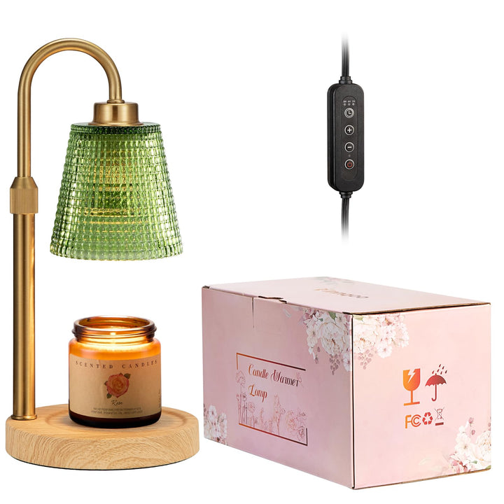 Rustic Candle Warmer Lamp with Timer, Dimmable Candle Warmer for Jar Candles, Height Adjustable Wax Melts Warmer, Birthday Gifts for Women Mom, House Warming Gifts New Home Decor