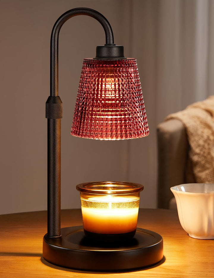 Rustic Candle Warmer Lamp with Timer, Dimmable Candle Warmer for Jar Candles, Height Adjustable Wax Melts Warmer, Birthday Gifts for Women Mom, House Warming Gifts New Home Decor
