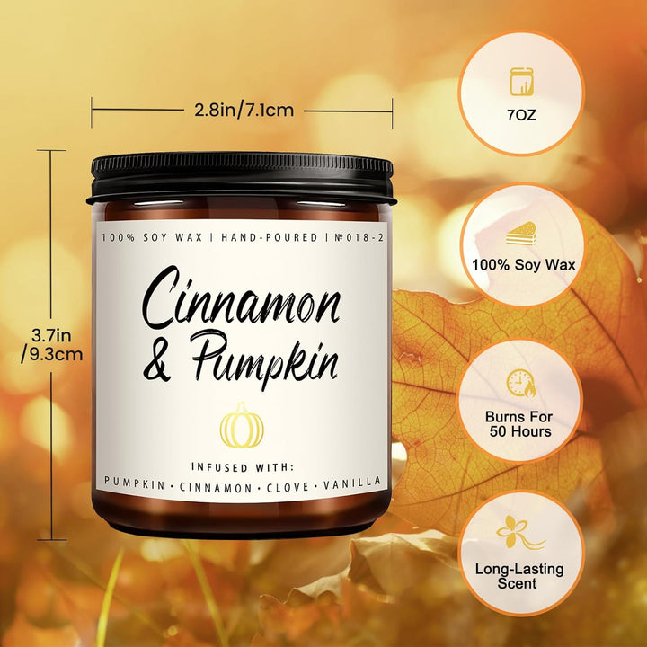 Fall Candles, Apple Pie Scented Candle for Home- Fall Scented Candles Gift Set for Women &amp; Men, Autumn Aromatherapy Candle for Holiday, Thanksgiving, Cozy Home Décor，Long-Lasting Fragrance，7 oz