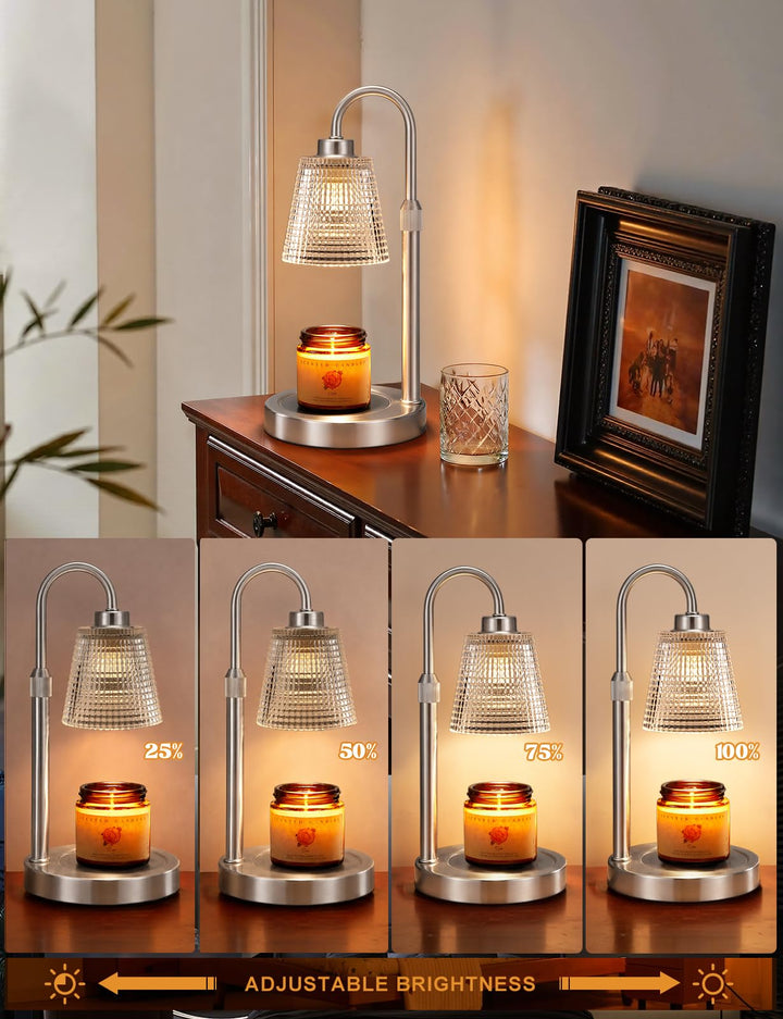 Rustic Candle Warmer Lamp with Timer, Dimmable Candle Warmer for Jar Candles, Height Adjustable Wax Melts Warmer, Birthday Gifts for Women Mom, House Warming Gifts New Home Decor