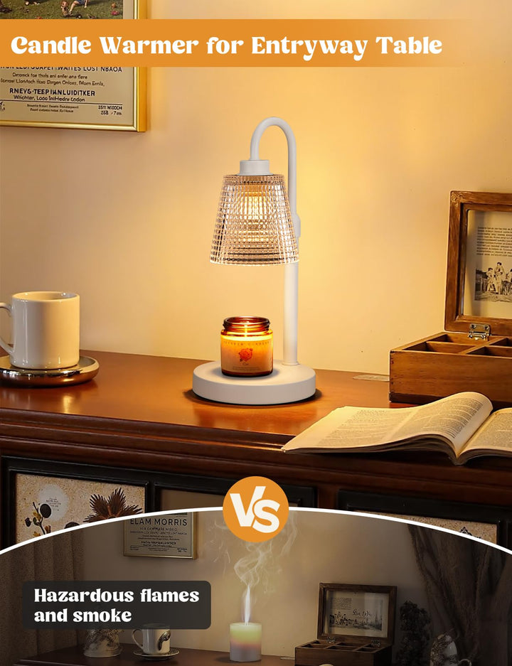 Rustic Candle Warmer Lamp with Timer, Dimmable Candle Warmer for Jar Candles, Height Adjustable Wax Melts Warmer, Birthday Gifts for Women Mom, House Warming Gifts New Home Decor