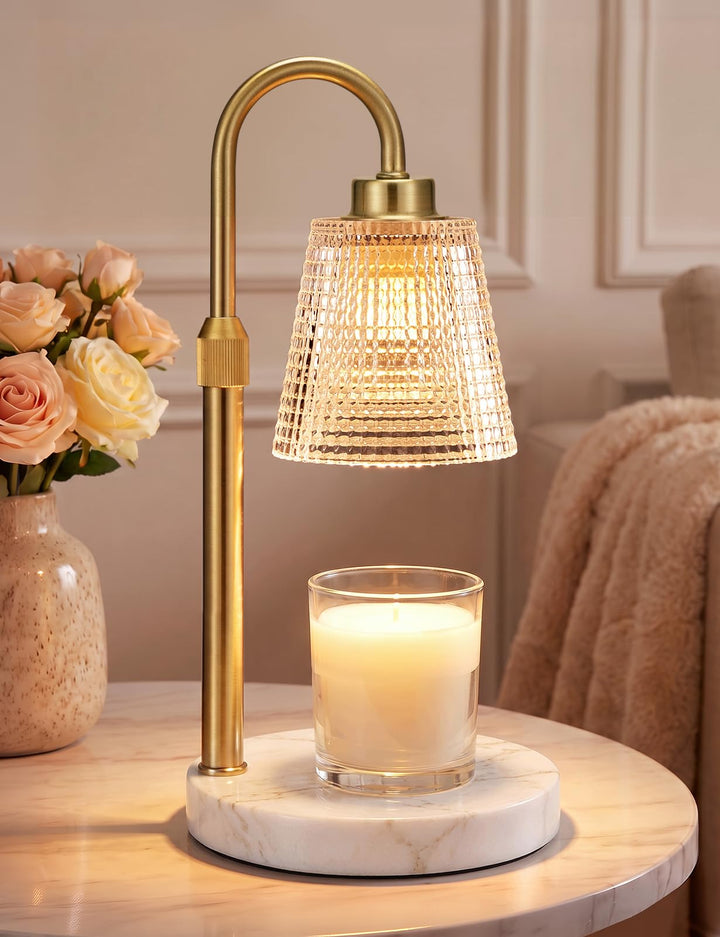 Rustic Candle Warmer Lamp with Timer, Dimmable Candle Warmer for Jar Candles, Height Adjustable Wax Melts Warmer, Birthday Gifts for Women Mom, House Warming Gifts New Home Decor