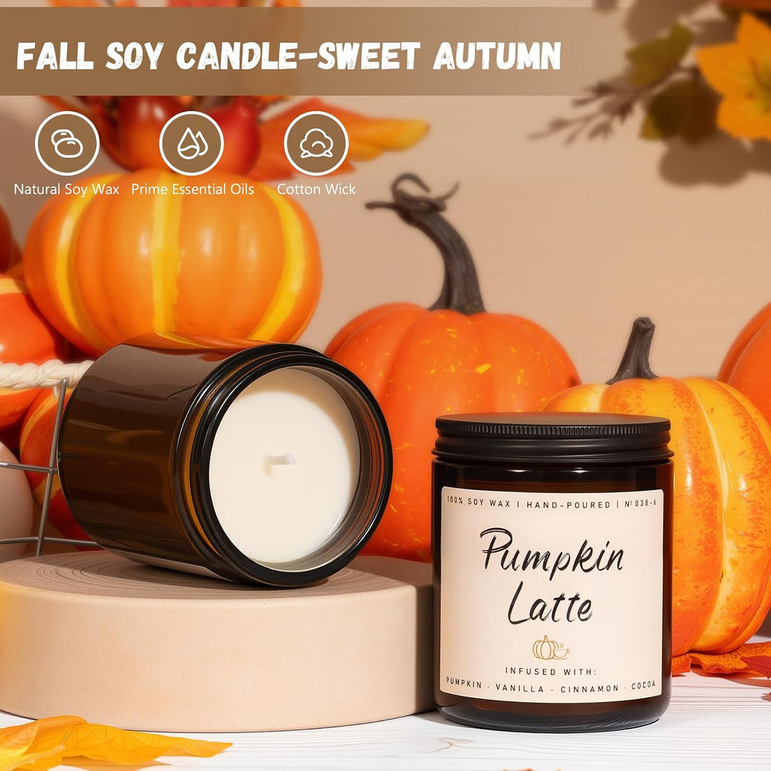Fall Candles, Apple Pie Scented Candle for Home- Fall Scented Candles Gift Set for Women &amp; Men, Autumn Aromatherapy Candle for Holiday, Thanksgiving, Cozy Home Décor，Long-Lasting Fragrance，7 oz