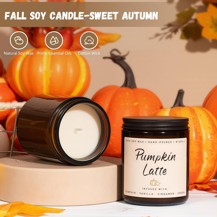 Fall Candles, Apple Pie Scented Candle for Home- Fall Scented Candles Gift Set for Women &amp; Men, Autumn Aromatherapy Candle for Holiday, Thanksgiving, Cozy Home Décor，Long-Lasting Fragrance，7 oz