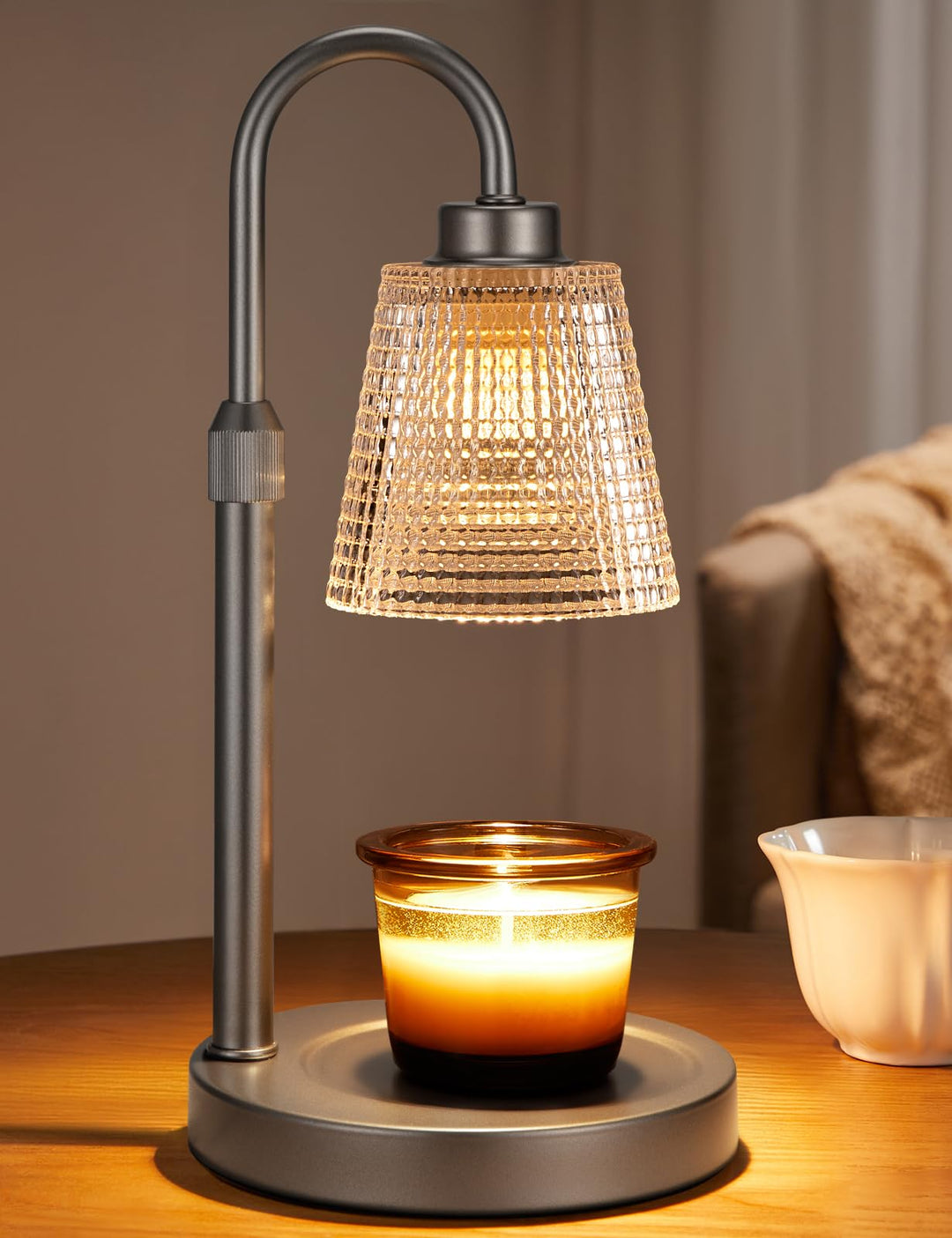 Rustic Candle Warmer Lamp with Timer, Dimmable Candle Warmer for Jar Candles, Height Adjustable Wax Melts Warmer, Birthday Gifts for Women Mom, House Warming Gifts New Home Decor