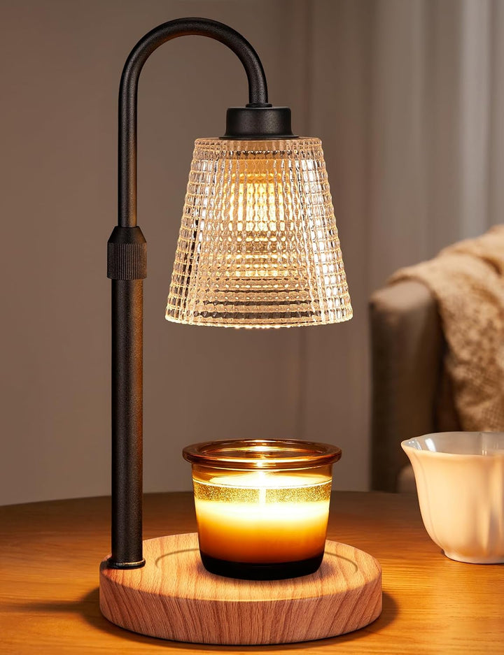 Rustic Candle Warmer Lamp with Timer, Dimmable Candle Warmer for Jar Candles, Height Adjustable Wax Melts Warmer, Birthday Gifts for Women Mom, House Warming Gifts New Home Decor