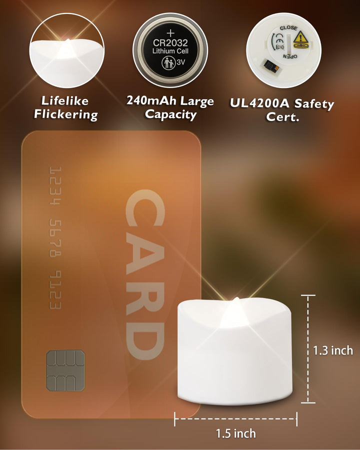 Homemory 24-Pack Black Flameless Battery Tea Light Candles, 200+ Hours
