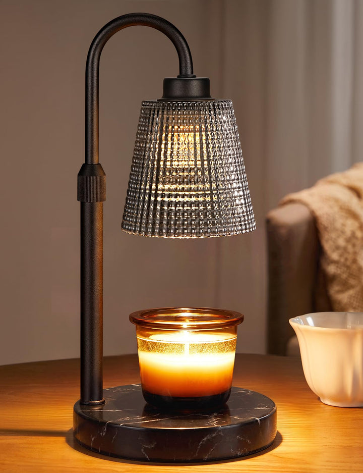 Rustic Candle Warmer Lamp with Timer, Dimmable Candle Warmer for Jar Candles, Height Adjustable Wax Melts Warmer, Birthday Gifts for Women Mom, House Warming Gifts New Home Decor
