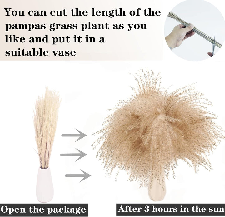 Natural Dried Pampas Grass Decor, 110 PCS Pampas Grass Contains White Bunny Tails Dried Flowers, Artificial Flowers for Bathroom Decor, Bathroom wall, Office Decor and Baby Shower Decorations