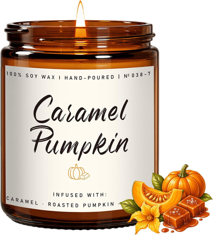 Fall Candles, Apple Pie Scented Candle for Home- Fall Scented Candles Gift Set for Women &amp; Men, Autumn Aromatherapy Candle for Holiday, Thanksgiving, Cozy Home Décor，Long-Lasting Fragrance，7 oz