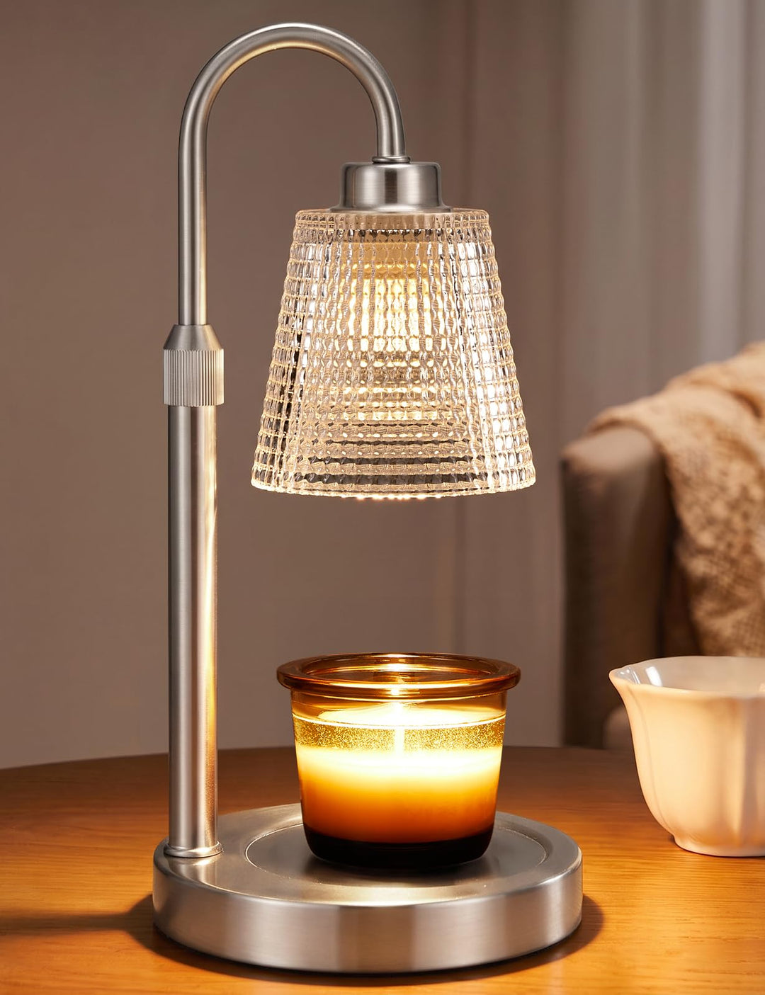 Rustic Candle Warmer Lamp with Timer, Dimmable Candle Warmer for Jar Candles, Height Adjustable Wax Melts Warmer, Birthday Gifts for Women Mom, House Warming Gifts New Home Decor