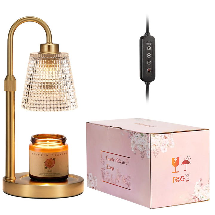 Rustic Candle Warmer Lamp with Timer, Dimmable Candle Warmer for Jar Candles, Height Adjustable Wax Melts Warmer, Birthday Gifts for Women Mom, House Warming Gifts New Home Decor