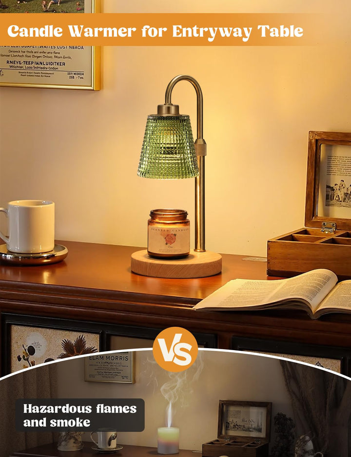 Rustic Candle Warmer Lamp with Timer, Dimmable Candle Warmer for Jar Candles, Height Adjustable Wax Melts Warmer, Birthday Gifts for Women Mom, House Warming Gifts New Home Decor